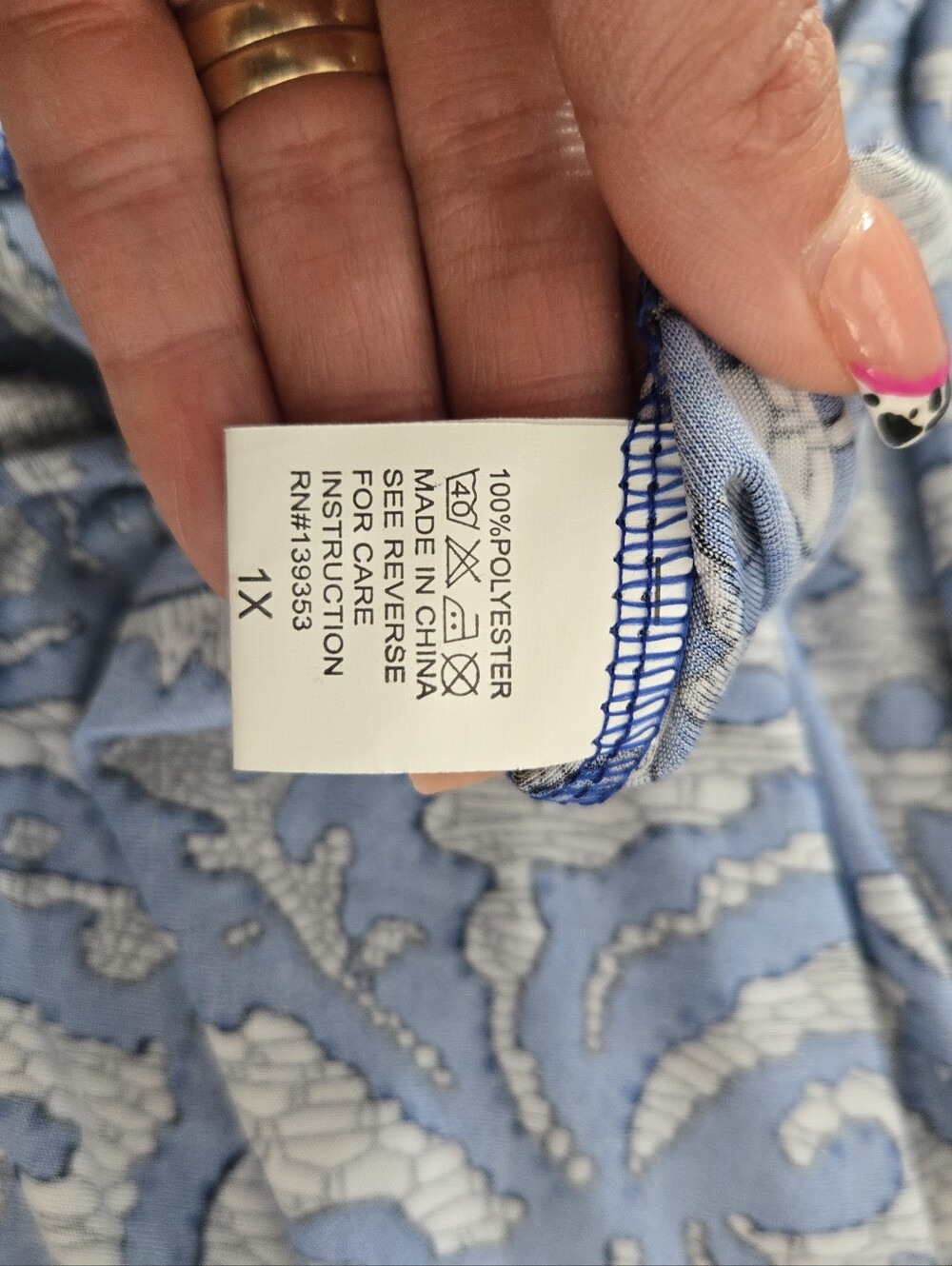 Ace Fashion royal blue and white paisley-print maxi dress. Size 1X. New - Picture 8 of 9